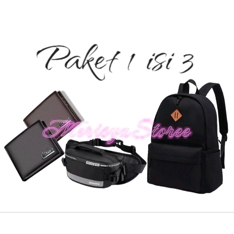 Paket kerem/Tas Ransel,waibag,dompet/Buy 1 Get 3/Discoun 70% yuk di order