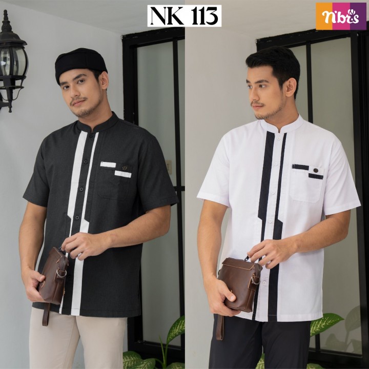 NIBRAS KOKO DEWASA LENGAN PENDEK NK 113 MATERIAL CASSANOVA FULL KANCING DEPAN SAKU DEPAN LENGAN PEND