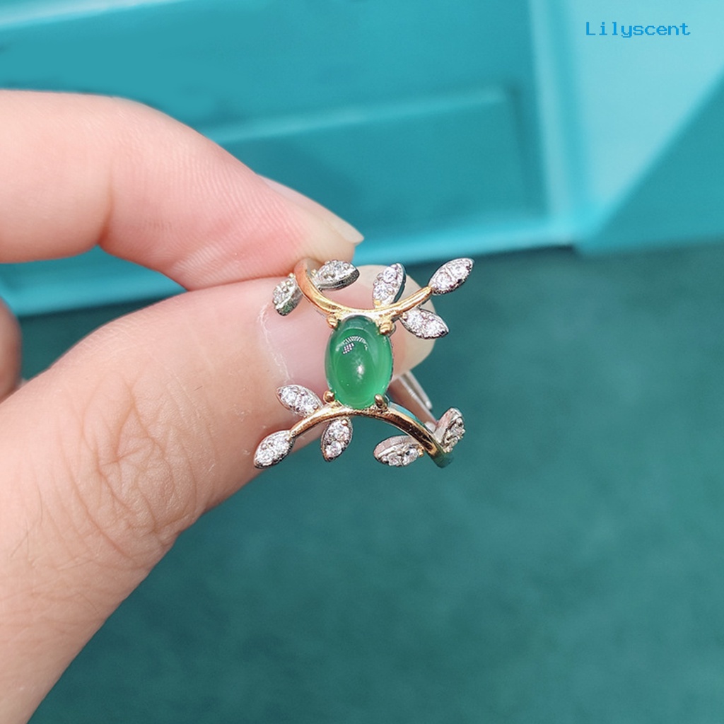 [LS] Wanita Anting Menjuntai Olive Leaf Rhinestones Perhiasan Warna Cerah Bentuk Sayap Stud Earrings Cincin Liontin Untuk Pernikahan