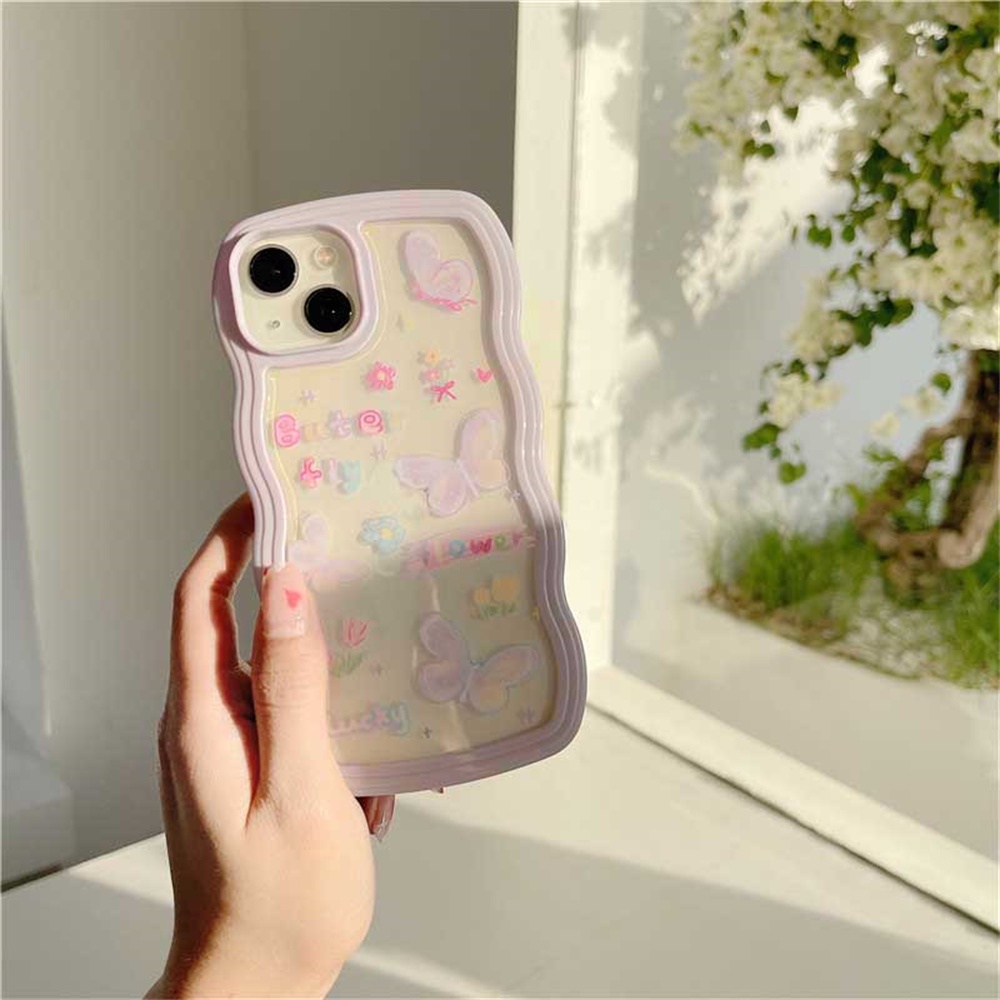 Realme 10 C33 C30 C31 C35 C21Y C25Y RealmeC11 C25 C17 C15 C12 C3 C2 Realme 7i 5 5i 6i 7 Pro Doodle Kupu Bunga Tepi Gelombang TPU Phone Case Cover