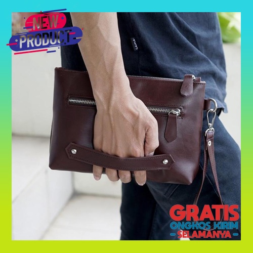 Clutch Pria Anti Air Tas Tenteng Import Laki Laki Tas Genggam Multifungsi B3G5 Cowok Kulit Pouch Mur