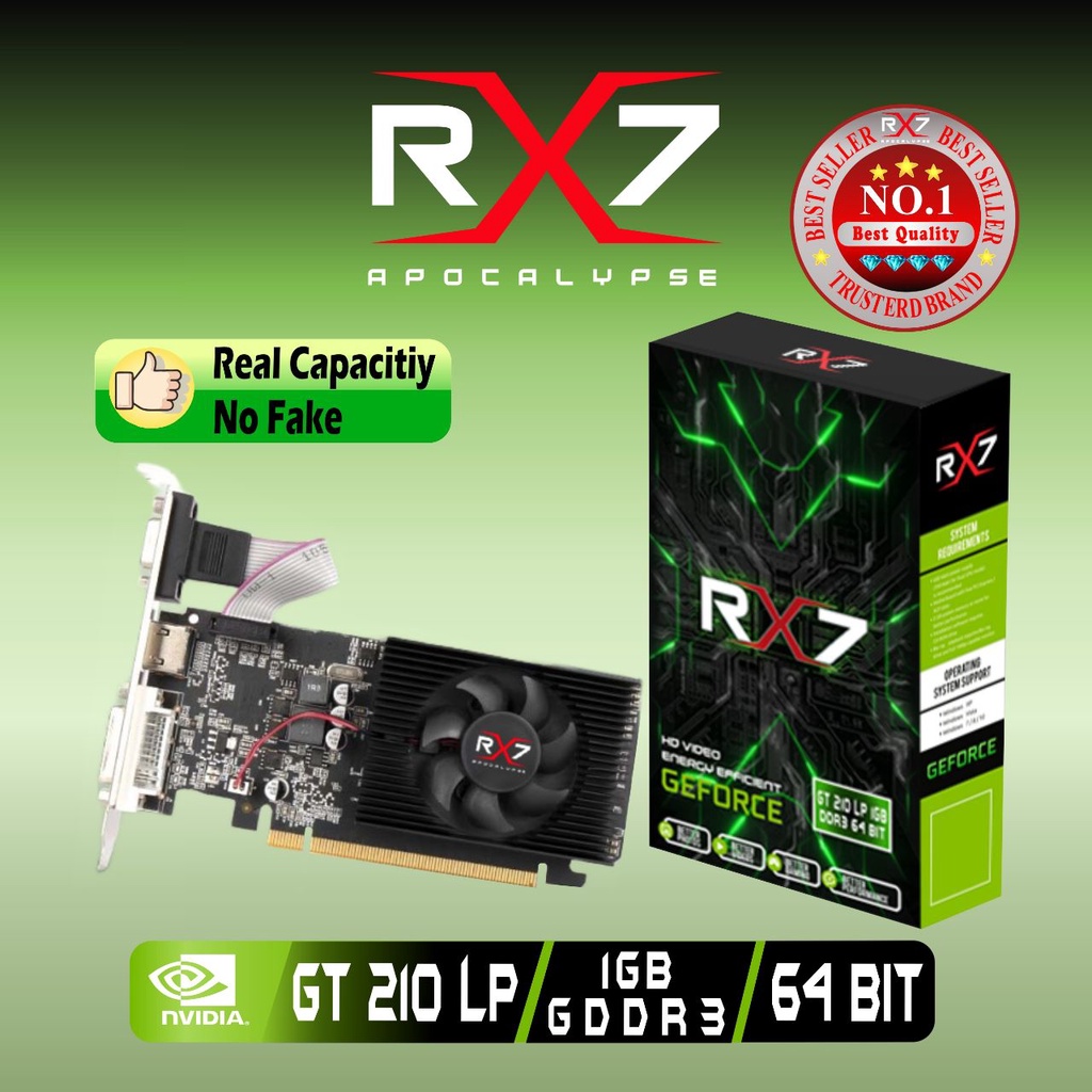 VGA CARD RX7 GT 210 LP 1GB DDR3 64 BIT REAL CAPACITY RESMI