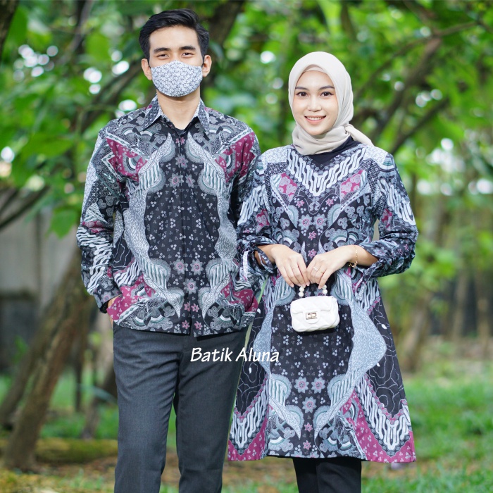 Batik Couple Pasangan Modern Lengan Panjang Bahan Katun Premium Atasan Batik Wanita Kapel BY FASHION BATIK ALUNA