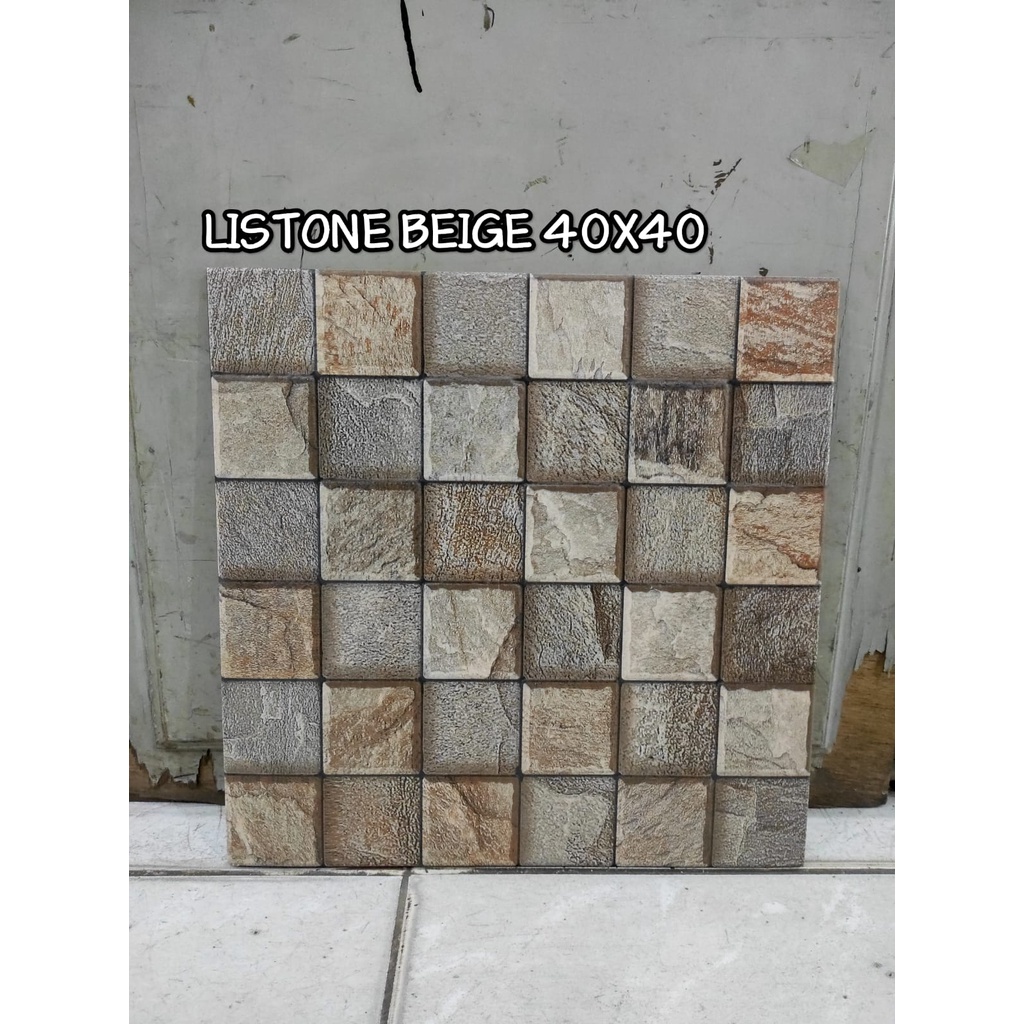 Keramik Mulia 40x40 Listone Beige - Kasar