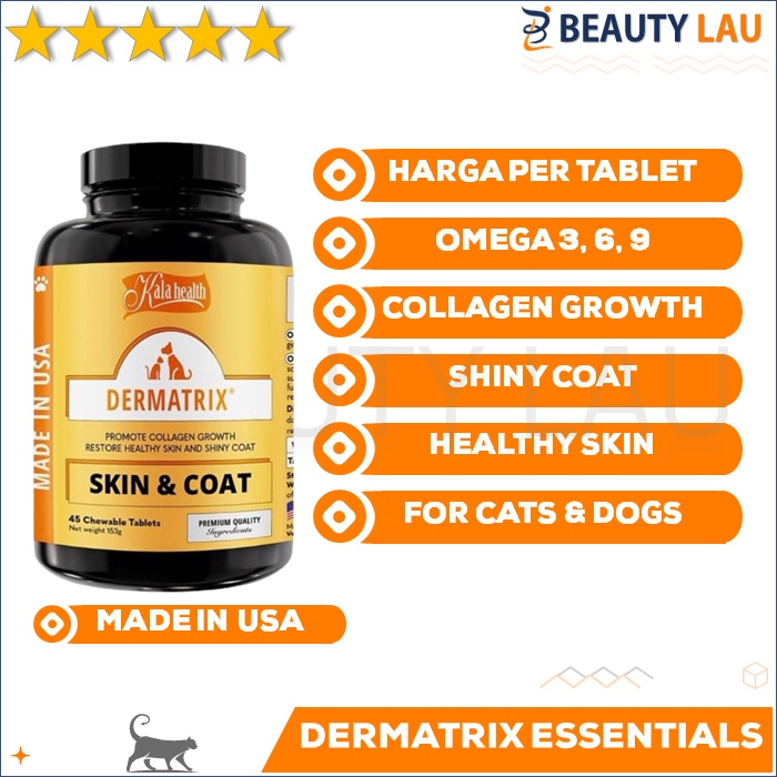 DERMATRIX SKIN COAT VITAMIN BULU KULIT KUCING ANJING RONTOK KUSAM AGAR KULIT SEHAT DAN BERKILAU