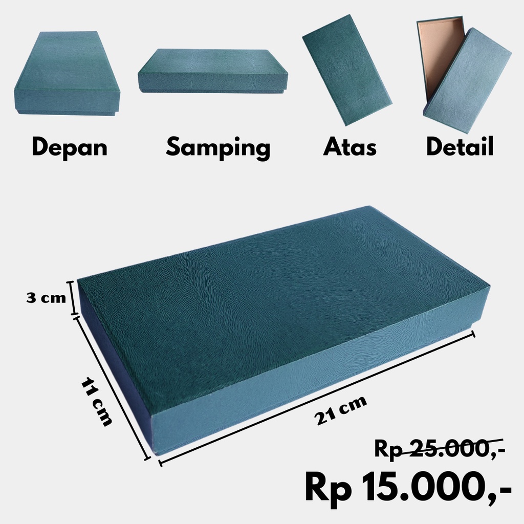 

Kotak Hadiah Mewah Buka Tutup - Warna Hijau Tua, Ukuran 21x11x3 cm
