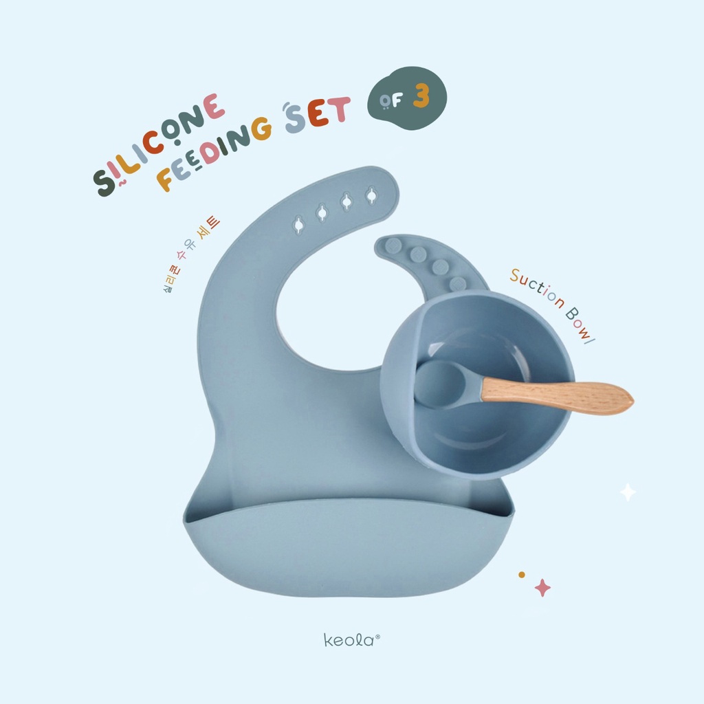 T24- Keola 3PCS Set Premium Silicone Gift Set / Peralatan Makan Bayi Silicone