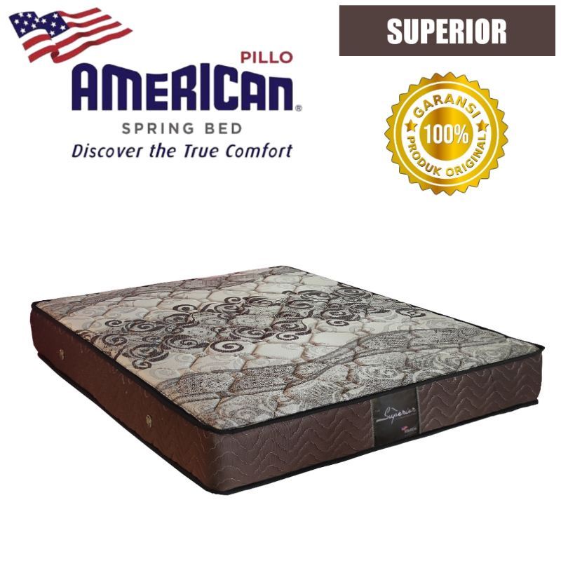 Kasur Springbed American Pillo Tipe Superior Matras Spring Bed Mewah Bergaransi 10 Tahun Ukuran Jumb