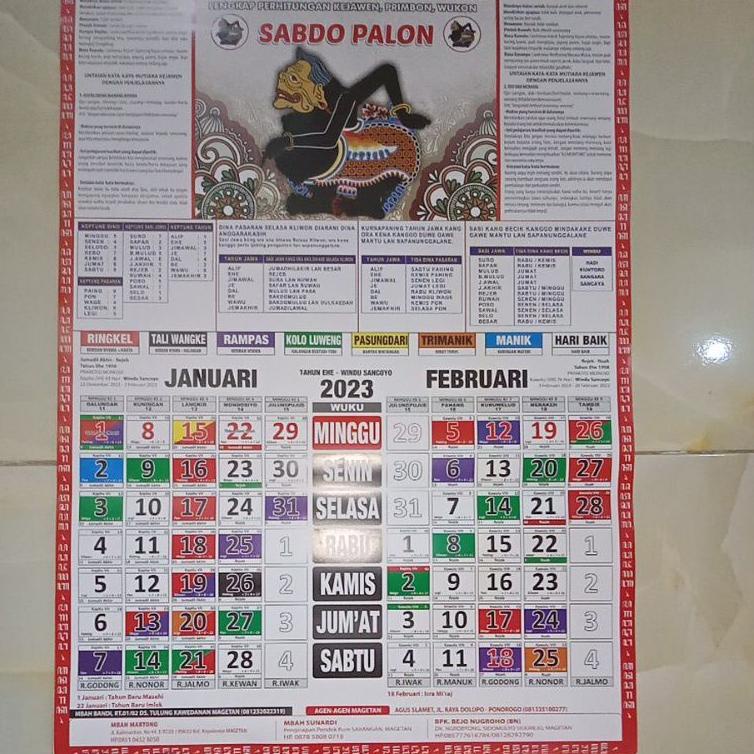 [U-X7X] ✉] KALENDER KEJAWEN 2023 (sabdo palon original),kalender jawa murah 2023,kalender 2023 hitun