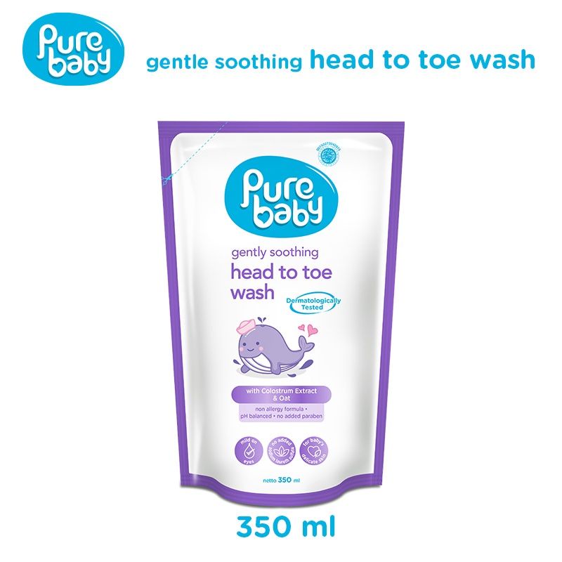 Pure Baby Head To Toe Wash Refil 350ml/Sabun dan shampo mandi bayi