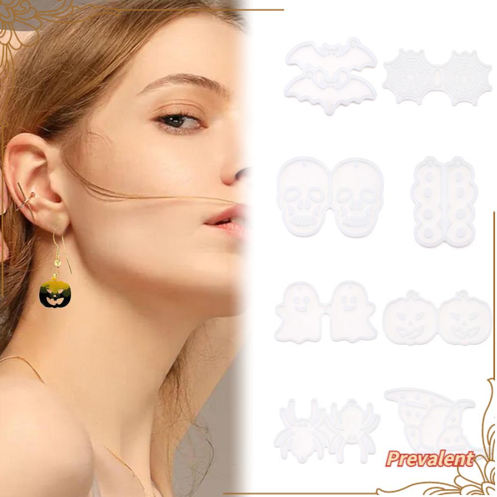 Preva 8 Pcs Anting Resin Cetakan Resin Kerajinan Spider Membuat Perhiasan Alat Halloween Cetakan Silikon