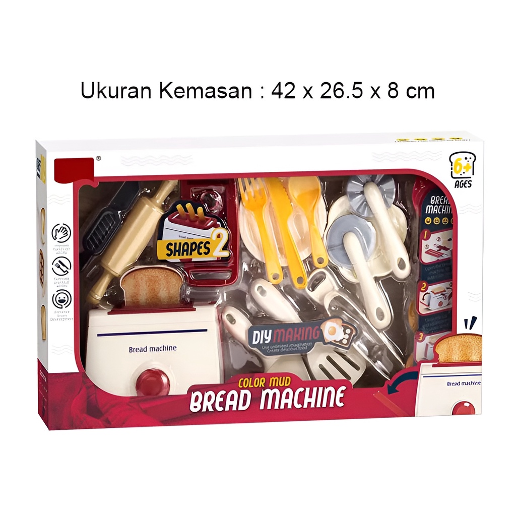 Mainan Pemanggang Roti | Mainan Anak Perempuan Masak Masakan Edukatif | Bread Machine Kado Ulang Tahun Anak Cewek 3-4-5-6 Tahun