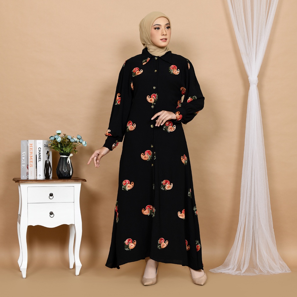 GAMIS BORDIR CRINGKLE  airflow premium kemeja limited terbatas ld 110 cm bisa muat sampai bb 75 kg fashion muslim kekinian