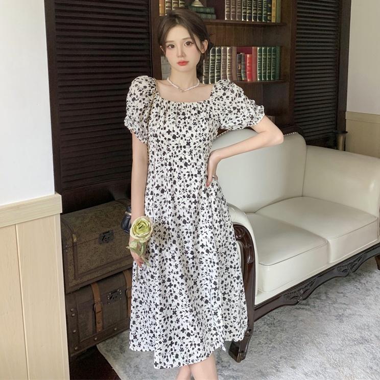 MOOGU ♡ Dress korea floral midi dress multi-warna dres wanita