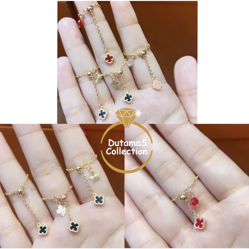 Cincin Serut Motif Vancleef Berat 0.7-0.8gram an Emas Asli Kadar 375%