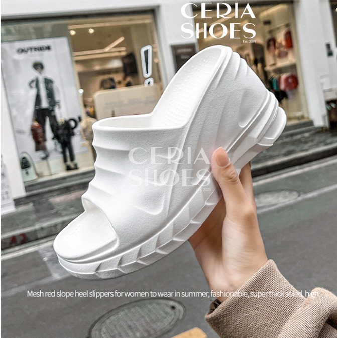 EVA Sandal Slop Wedges Platform Wanita Import Slipper Korean Super High Heels Bahan Karet Spons Ringan Tinggi 9 Cm Rubber Non-Slip Empuk Elastis BALANCE 808