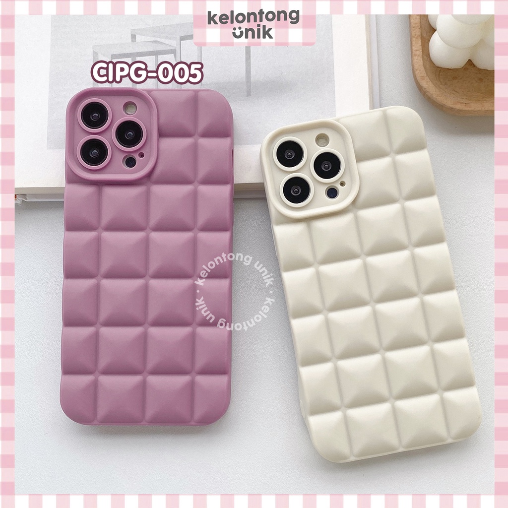 (Seri 3) For iPhone - Waffle Silicone Case/ Puffy Grid Case