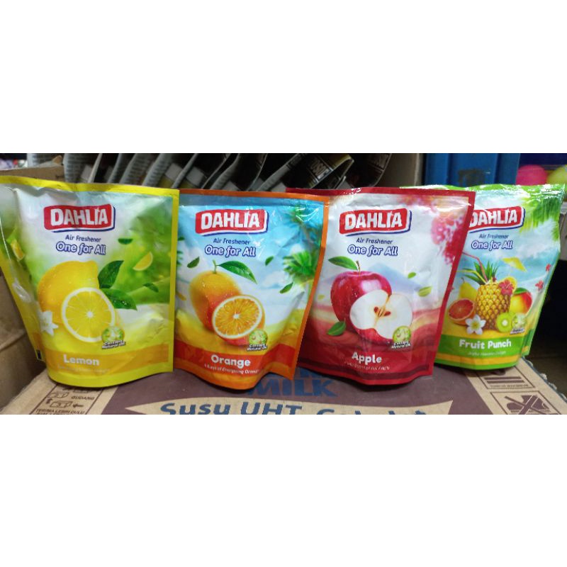 dahlia air freshner aroma lemon , orange , apel dan fruit punch 75gr