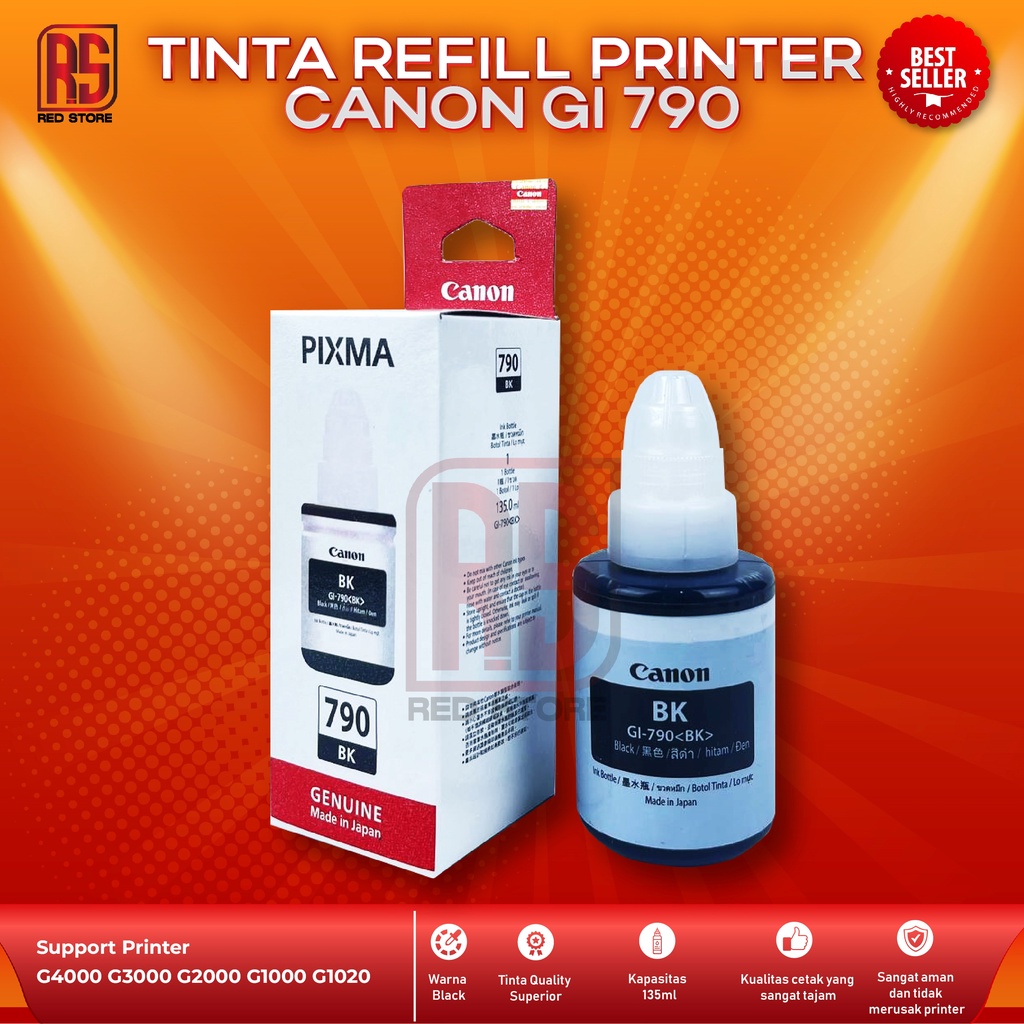 Tinta Canon Gi 790 Black For Printer G1000 G2000 G3000 G4000 G1010 G2010