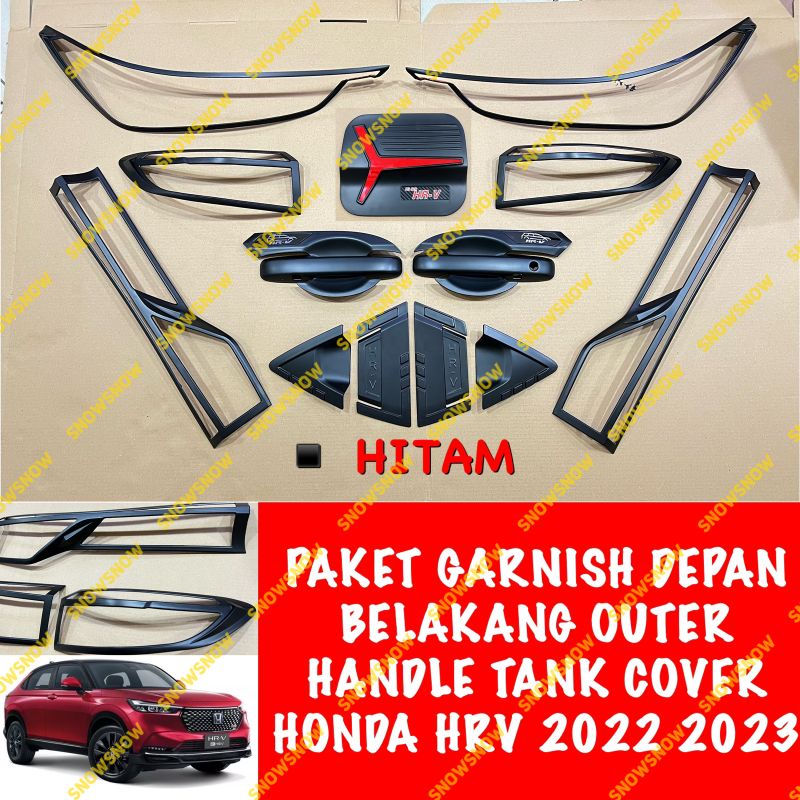 Paket Lengkap Garnish Depan Belakang Outer Handle Tank Cover Honda Hrv 2022 2023 Platinum Chrome Hitam Carbon