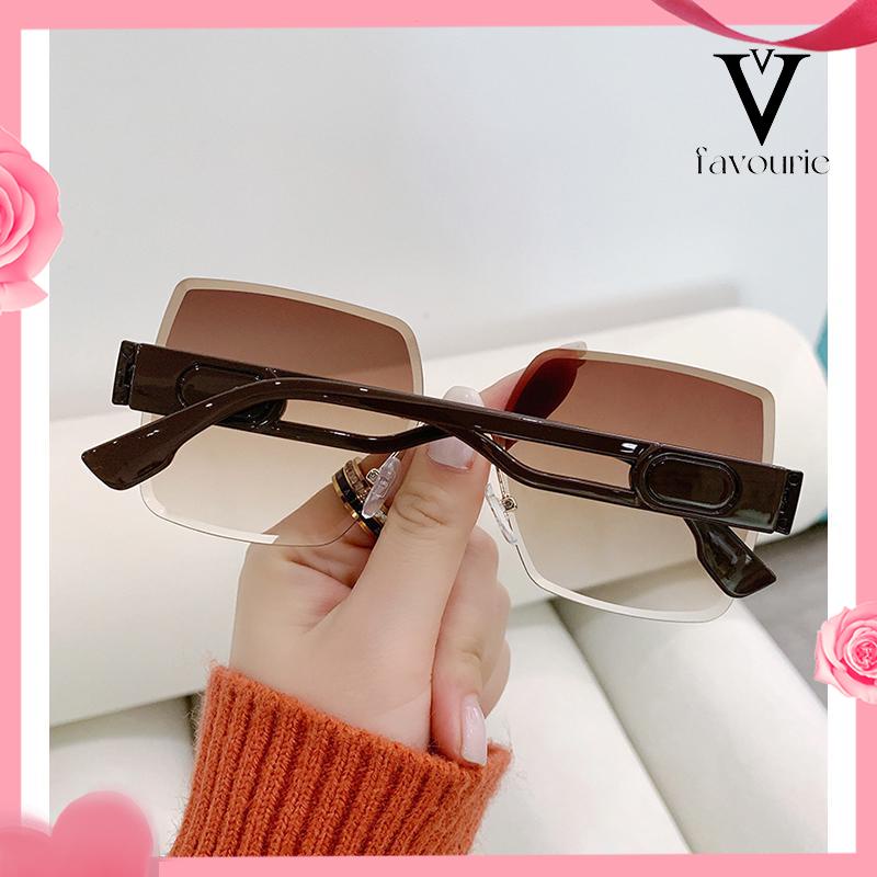 CODKacamata Hitam UV400 Tanpa Bingkai Bentuk Persegi Warna Gradasi Gaya Korea Untuk Wanita-FA