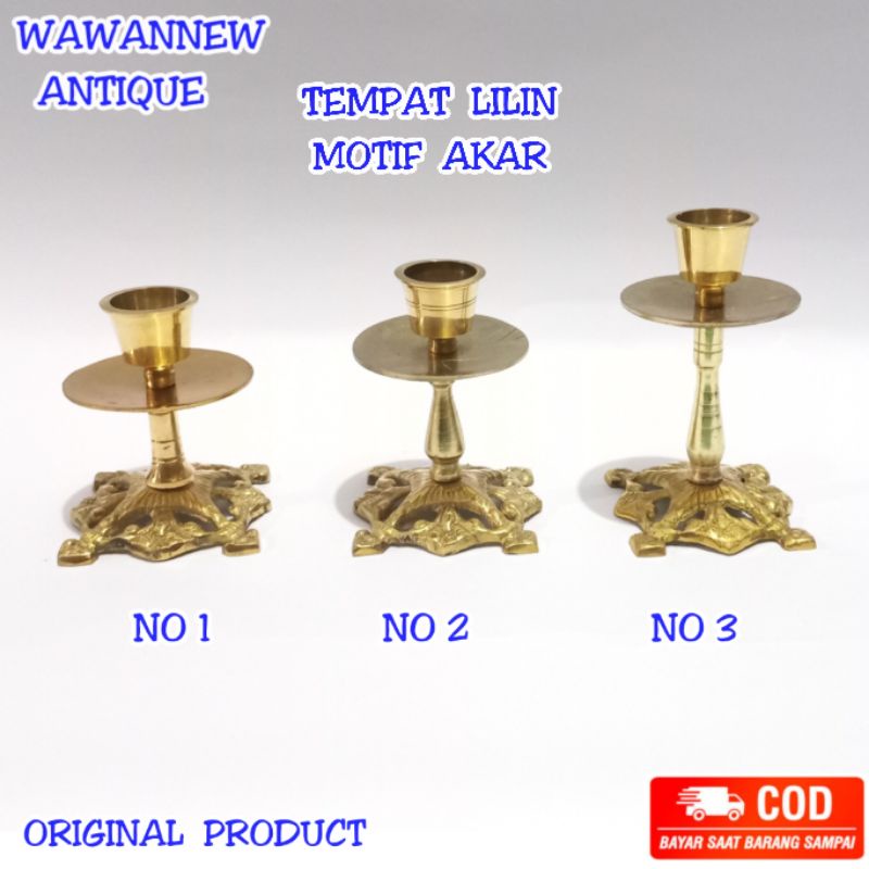 Tempat Lilin Aromaterapi Kuningan Motif Polos Akar / Candle Holder 10cm