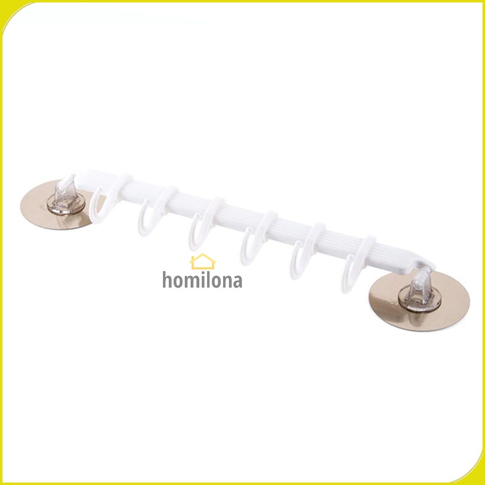 Outer Rak Gantungan Peralatan Dapur 6 Hole Strong Adhesive Hook Ou007 White