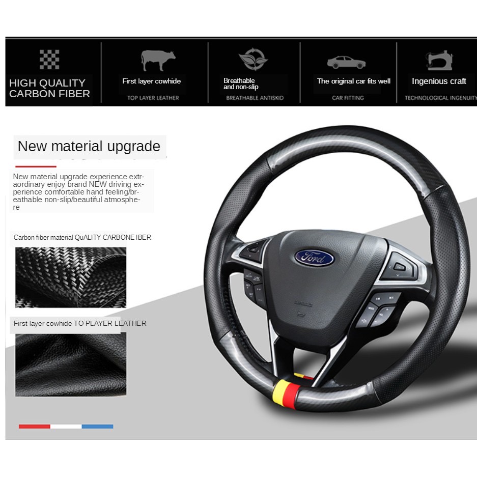 Penutup roda kemudi serat karbon mobil persediaan otomotif penutup roda kemudi universal kulit serat karbon yang dimodifikasi