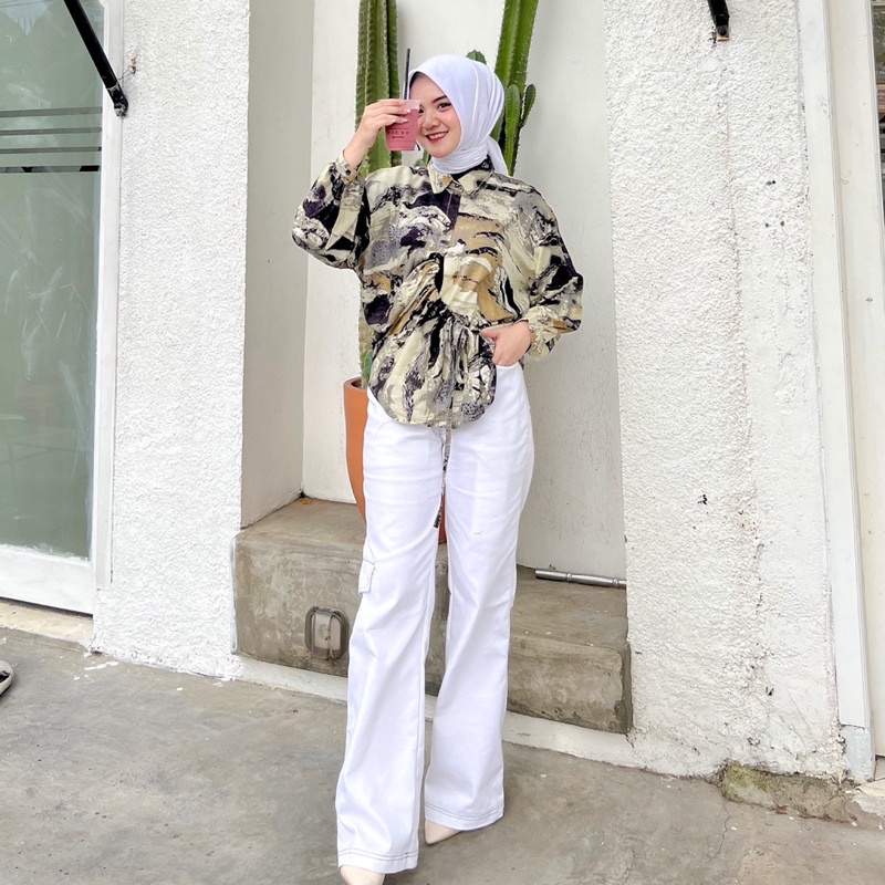 READY Aqella blouse by vitafa id | blouse serut | kemeja serut linen REAL PICTURE