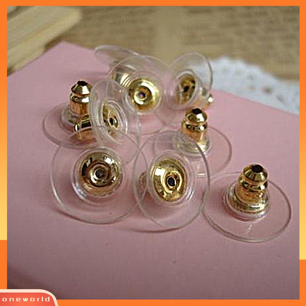 [WONE] 50pcs/set Ear Nuts Earring Findings Keepers Safety Back Stoppers Untuk Perhiasan DIY
