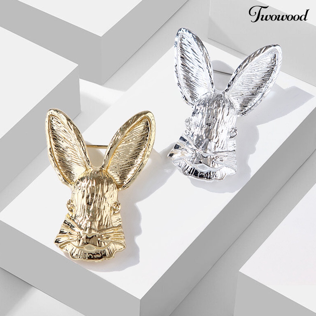 Twowood Rabbit Bros Vintage Meriah Kartun Serba Guna Bright Luster Hias Hadiah Wanita Bunny Animal Badge Suit Pin Paskah Dekorasi Untuk Artistik