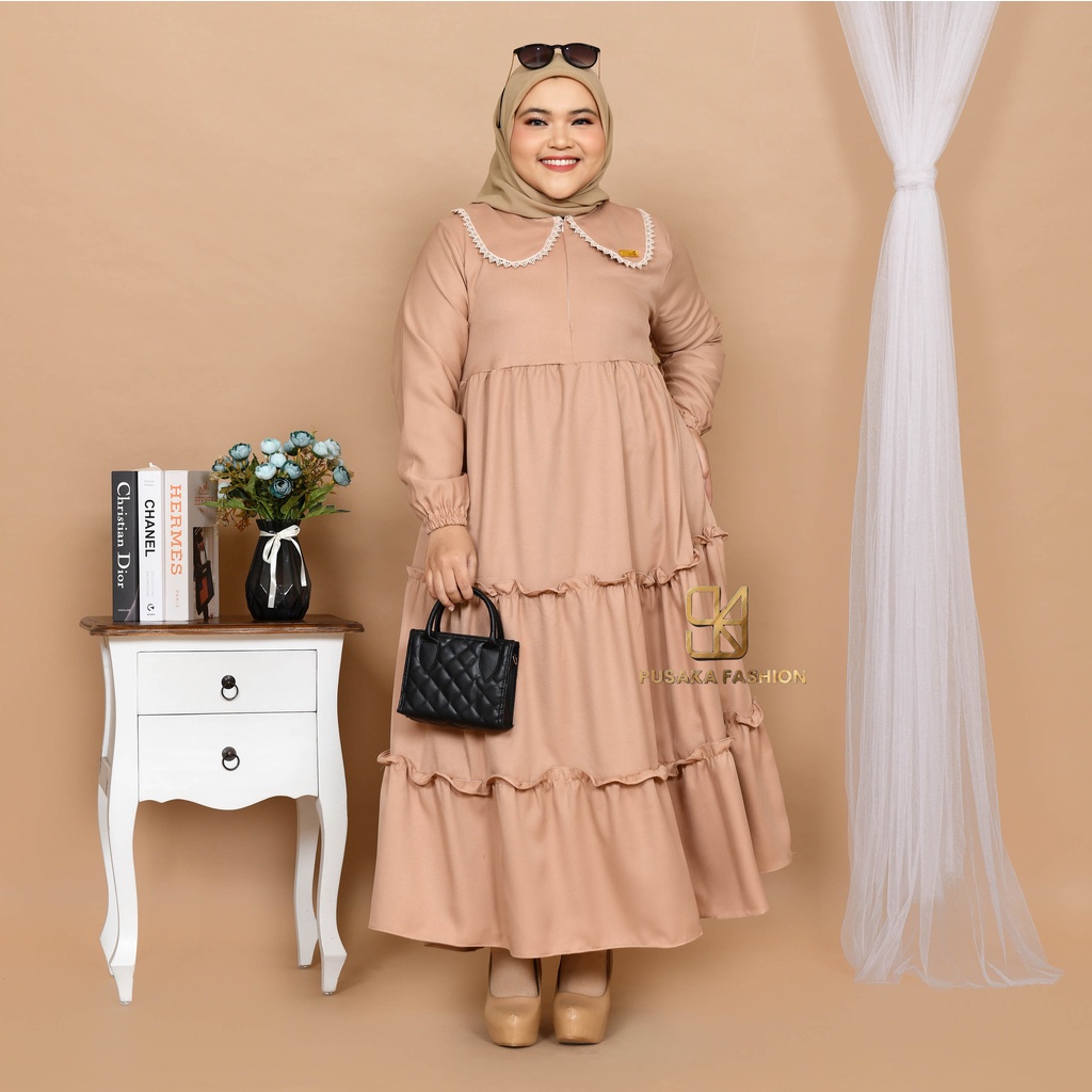 BELLA MAXY Gamis perempuan dewasa jumbo pakaian muslim wanita bigsize muat sampai 80kg ada size fashion muslimah terbaru long dress kekinian modern murahberkualitas warna putih hitam merah bata hijau army lilac kuning lemon mustard broken white dusty moca