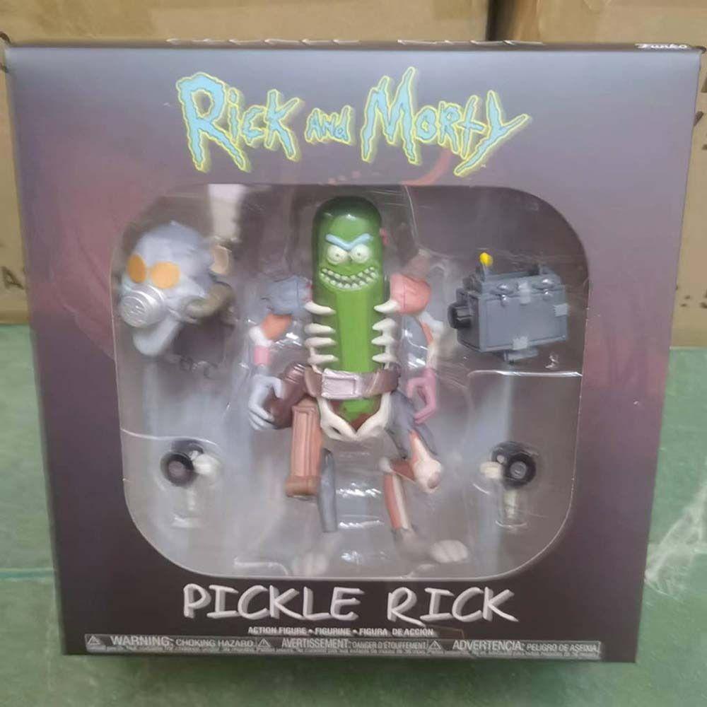 Lanfy Acar Rick Action Figure Boneka PVC Dekorasi Mobil Rick And Morty Timun Tikus Model Helm Mainan Model Kolekte