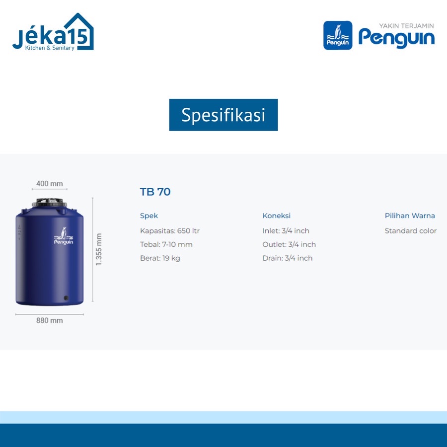 Tangki Air / Tandon / Toren PENGUIN TB 70 (650 Liter)