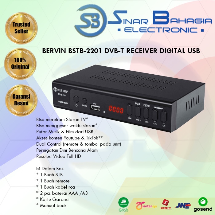 BERVIN BSTB-2201 DVB-T RECEIVER DIGITAL USB (NEW)