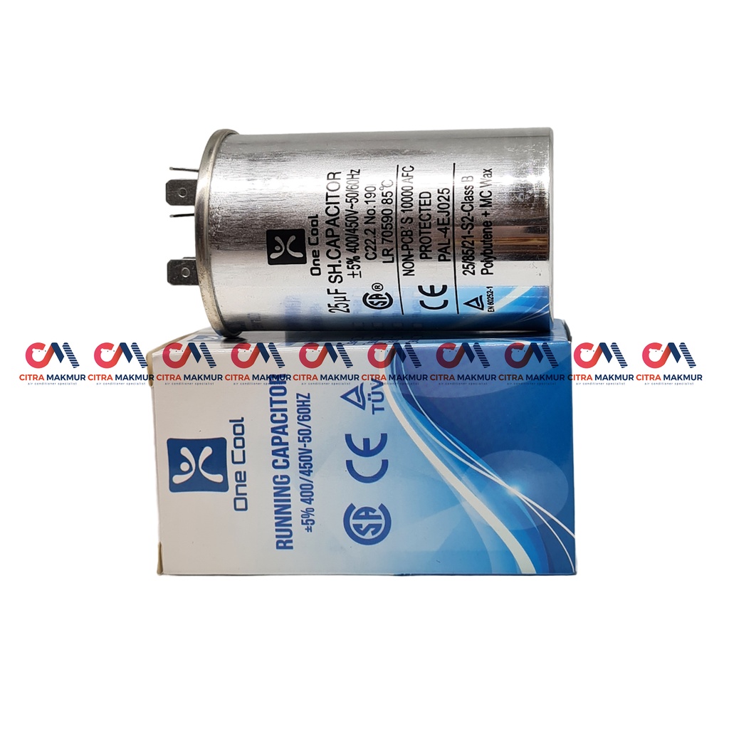 Kapasitor AC 25 uf Capasitor Outdoor Air Conditioner Kompresor Almunium Tabung Mesin Single One Cool 1/2 1 pk daikin