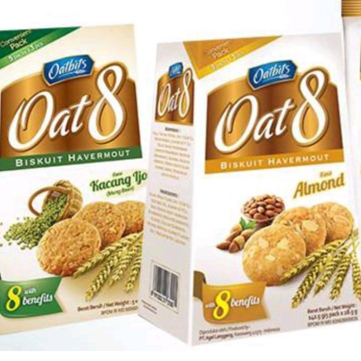 

[S-6-T ☎] oatbits oat 8 kacang hijau / almond 142 gram (5x28,5 gram)-siap dikirim