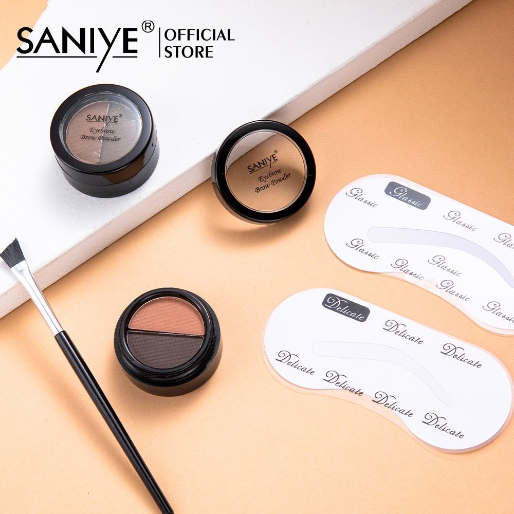 [ 100% BPOM ] [ ORIGINAL &amp; READY ] SANIYE E028 EYEBROW POWDER PALET BEDAK ALIS DENGAN 2 WARNA DILENGKAPI KUAS &amp; APLIKATOR