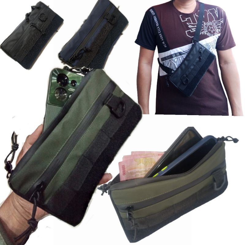 dompet HP dan uang ke selempang pria wanita model tactical army