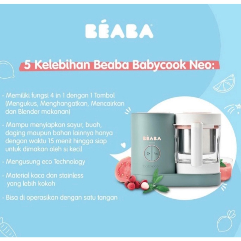 Beaba Babycook Neo Night Blue / white gray / beaba neo eucalyptus / neo terracota / blender Beaba baby cook