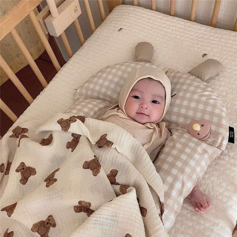 Muslin Swaddle Teddy Bear Blanket / Selimut Bayi / Bedong Bayi / Cotton Blanket / Korean Swaddle / Selimut Beruang / Perlengkapan Bayi / Kado Lahiran
