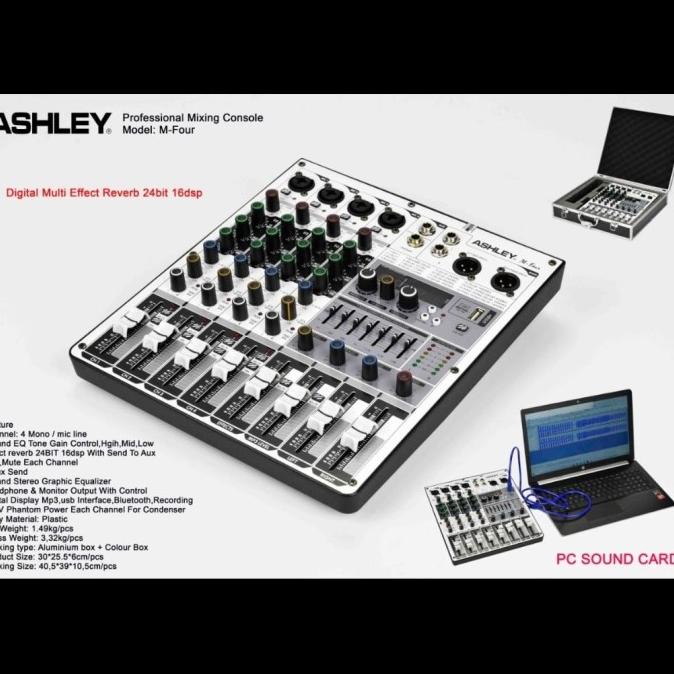 MIXER AUDIO ASHLEY M FOUR 4CH FREE KOPER ( USB,RECORDING,BLUETOOTH )