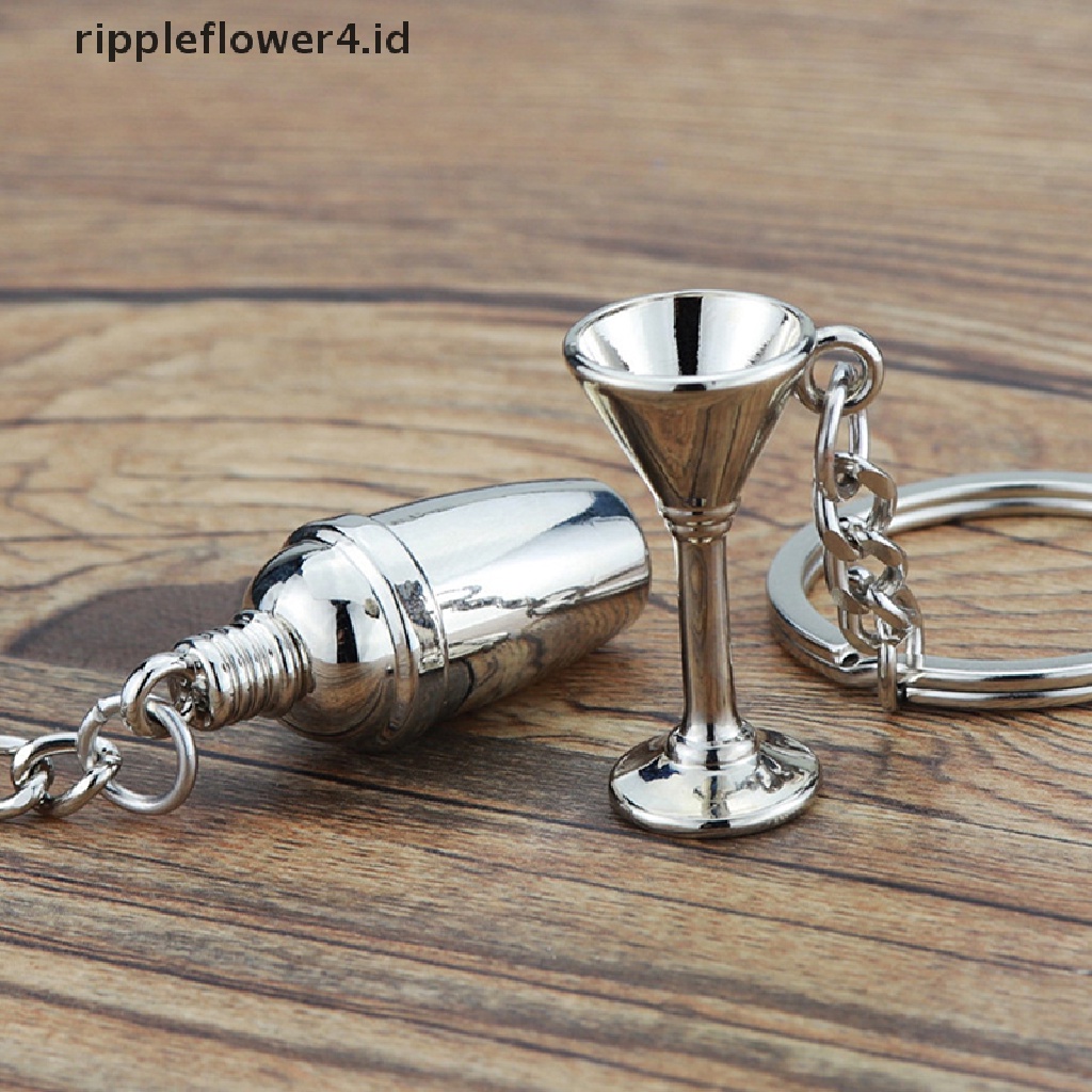 {rippleflower4.id} Fashion Kepribadian Bar Wineware Bartender Gantungan Kunci Hadiah Pesta Gantungan Kunci Mobil~