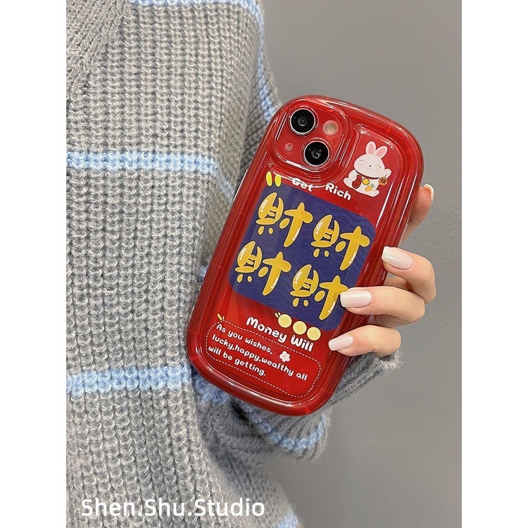 IPHONE Casing Ponsel Desain Kelinci Keberuntungan Tahun Baru Kompatibel Dengan Iphone12 13 14 11 Pro Max X Xs Max Xr Ggdtdt