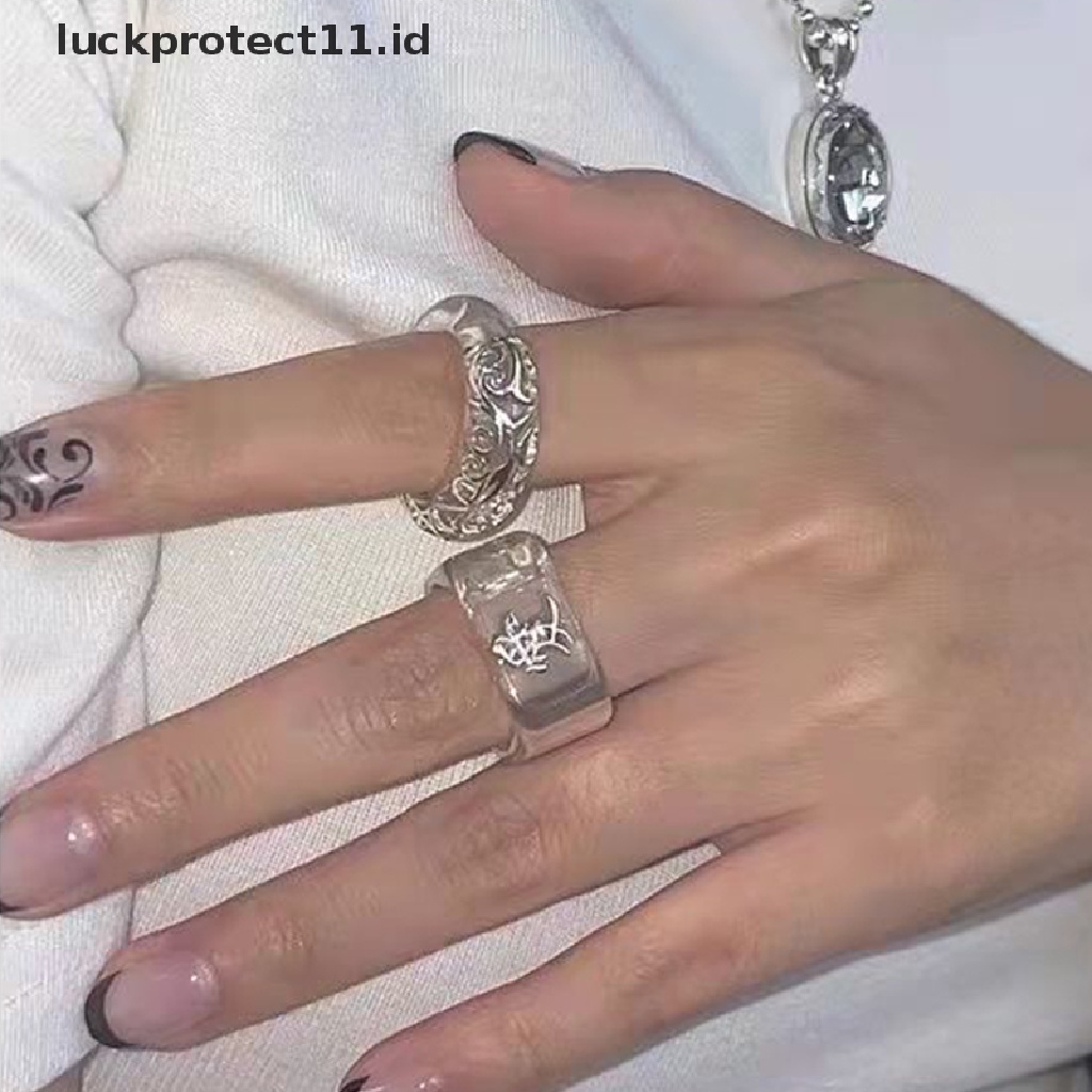 /Fashion Hot// Fashion Hot// Korea Love Resin Transparan Cincin Wanita Vintage Hadiah Persahabatan Pesta Punk Ring.