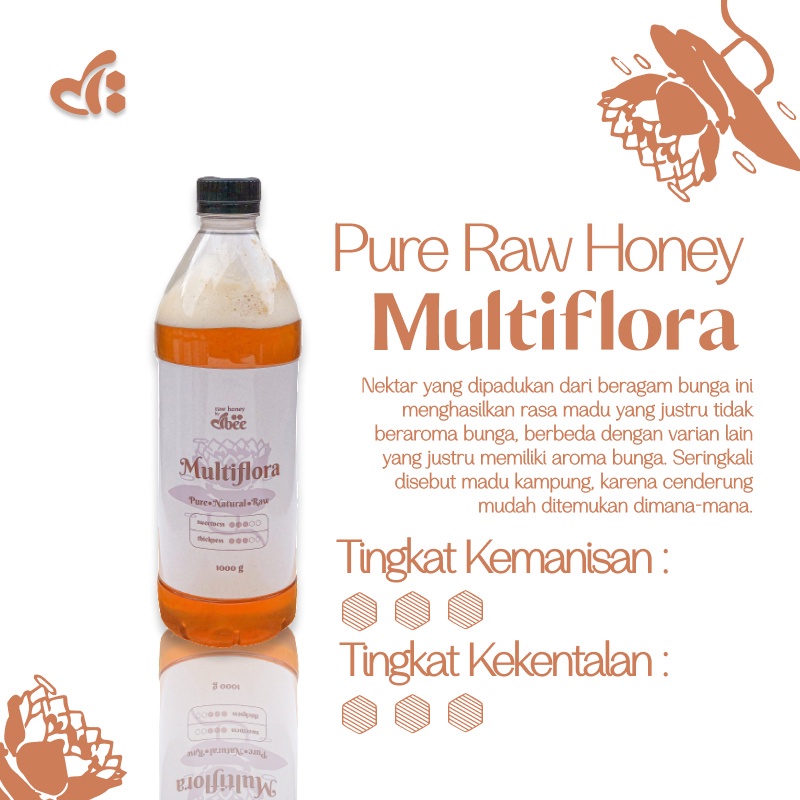 

Raw Honey by dBee - Nektar MULTIFLORA 1000gr (750 ml) - Madu Mentah Murni Asli - 100% Raw Murni