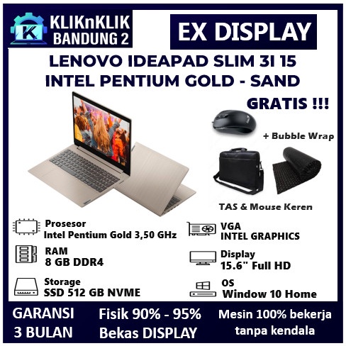 LAPTOP LENOVO IDEAPAD SLIM 3I 15 INTEL PENTIUM GOLD 8GB 512GB LIKE NEW
