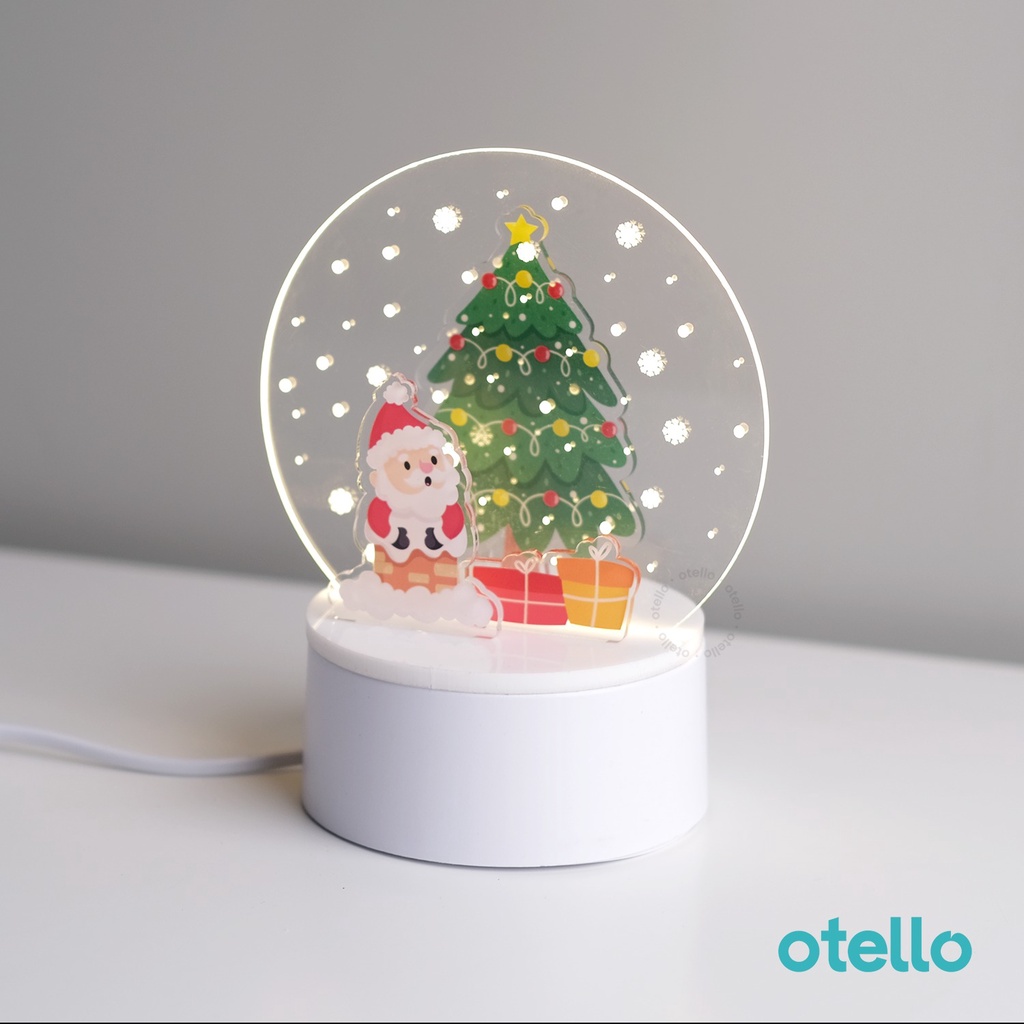 Dekorasi Lampu Natal Acrylic Santa Clause Hiasan Hadiah Pajangan Xmas Gift Hampers Christmas Acrylic Lamp