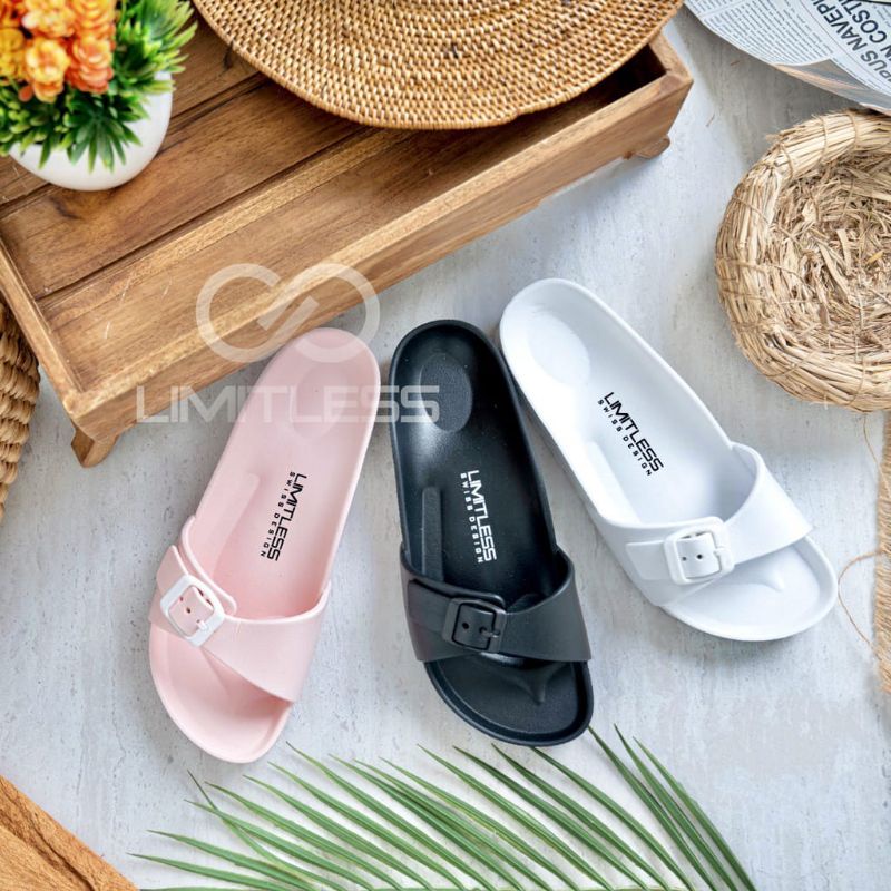 Sandal Perempuan Selop Gesper Sendal Wanita Strap Satu Empuk Dan Ringan Dipakai