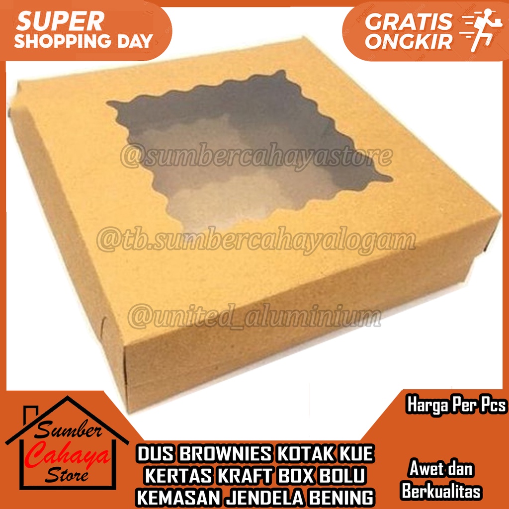 Jual BOX BROWNIES DUS KRAFT GELOMBANG BERBAGAI UKURAN 1PCS KOTAK ...